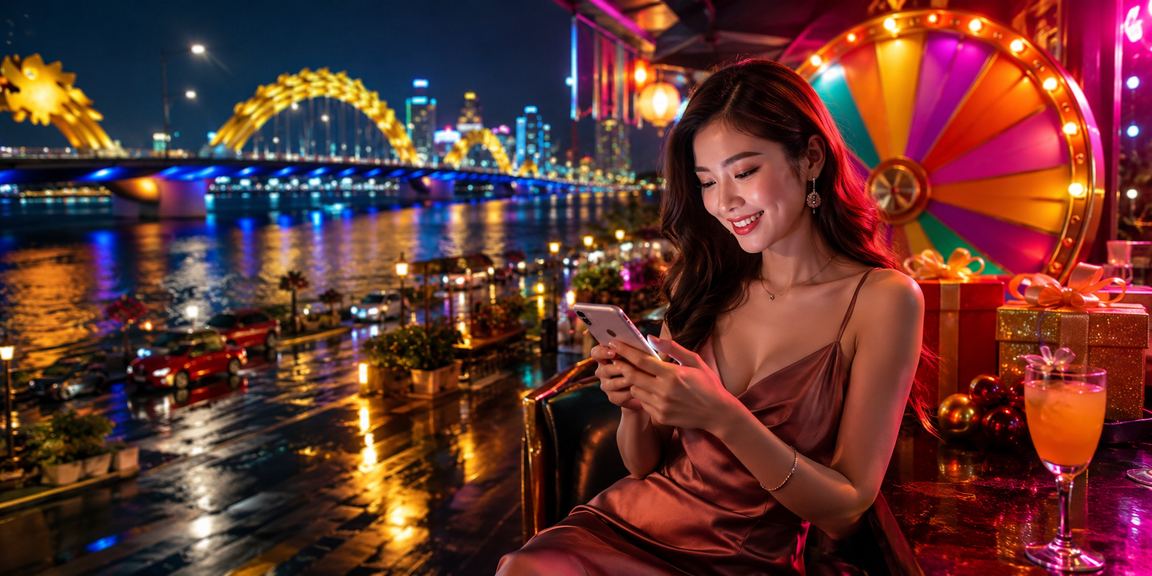 Hình ảnh bàn roulette và đèn neon tại Đà Nẵng